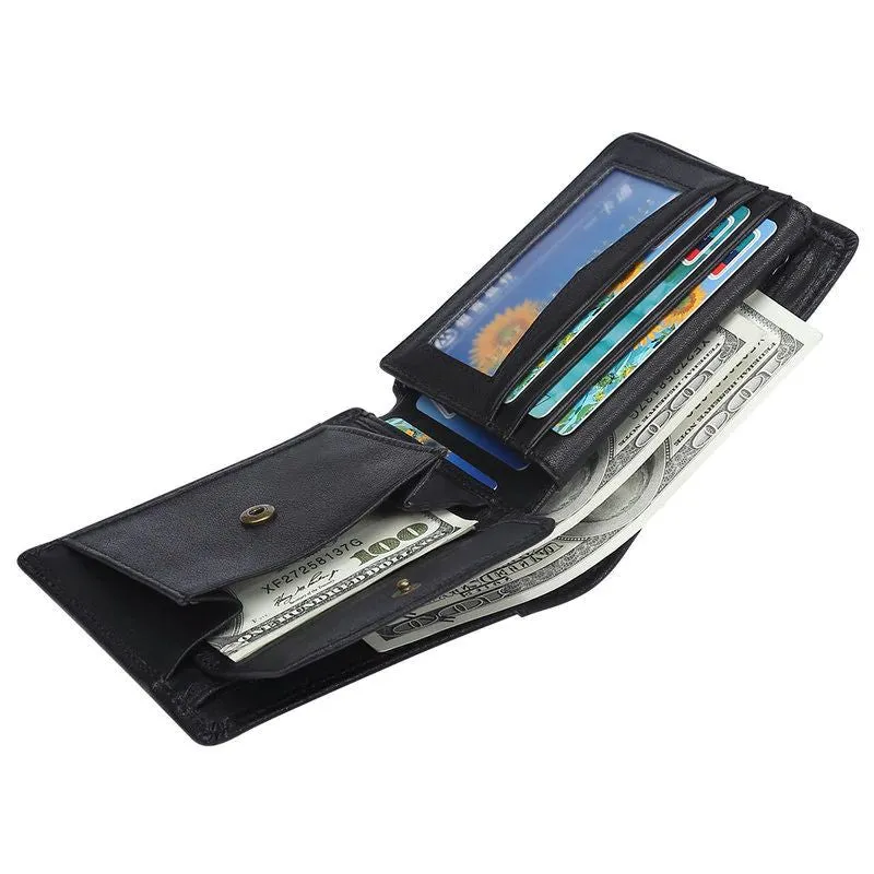 Cow Leather Men Wallets with Coin Pocket Vintage Male Purse
