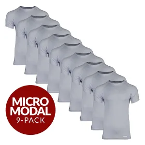 Crew Neck Micro Modal Sweat Proof Undershirt For Men - Grey 9-Pack
