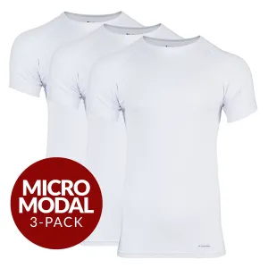Crew Neck Micro Modal Sweat Proof Undershirt For Men - White 3-Pack