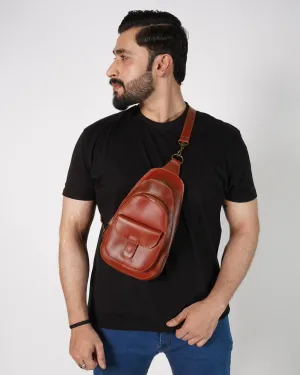 Crossbody Leather Sling Bag Men's With Rolling Buckle