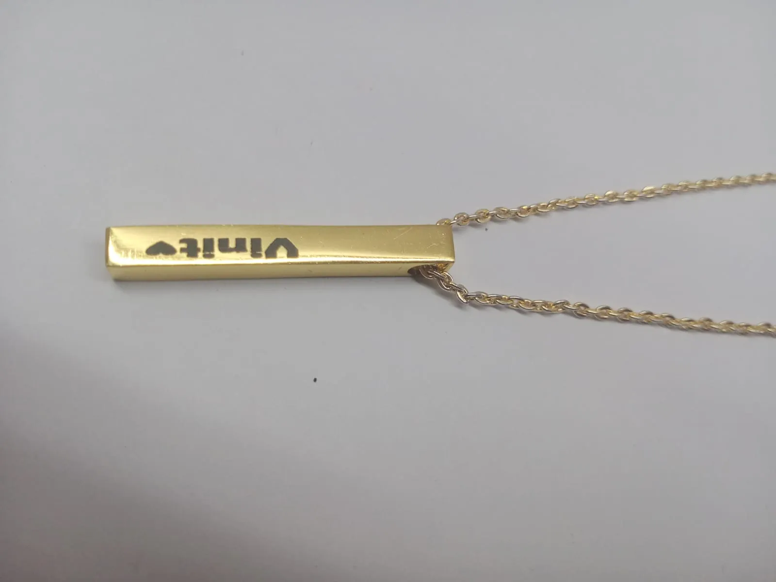 Customized 3D Bar Pendant - Gold