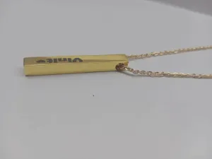Customized 3D Bar Pendant - Gold