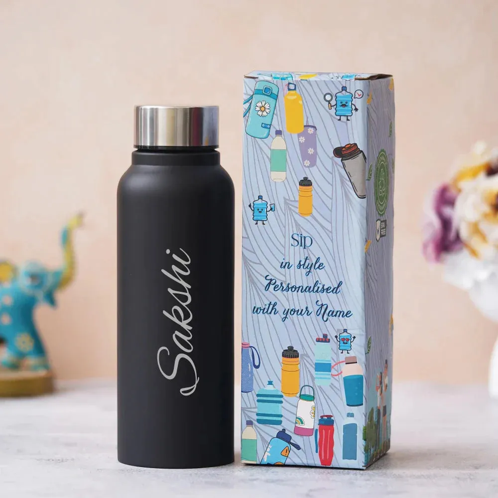 Customized Perfect Water Bottle and Eyewear Case - Black