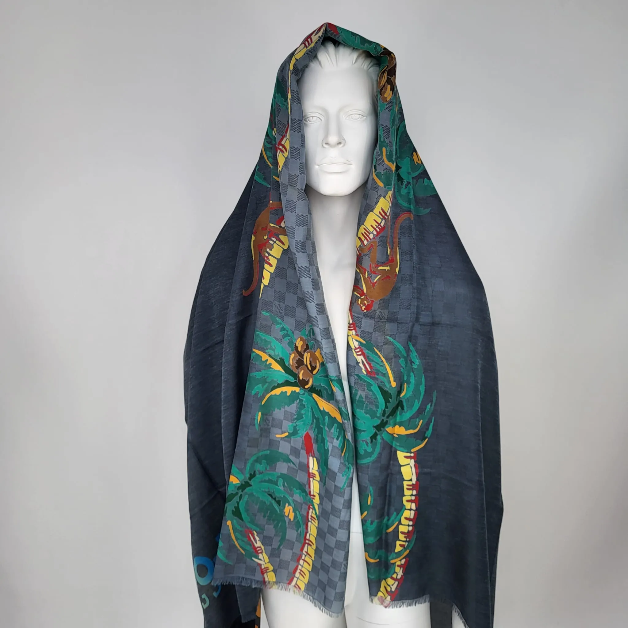 Damier Cobalt Jungle Shawl Scarf