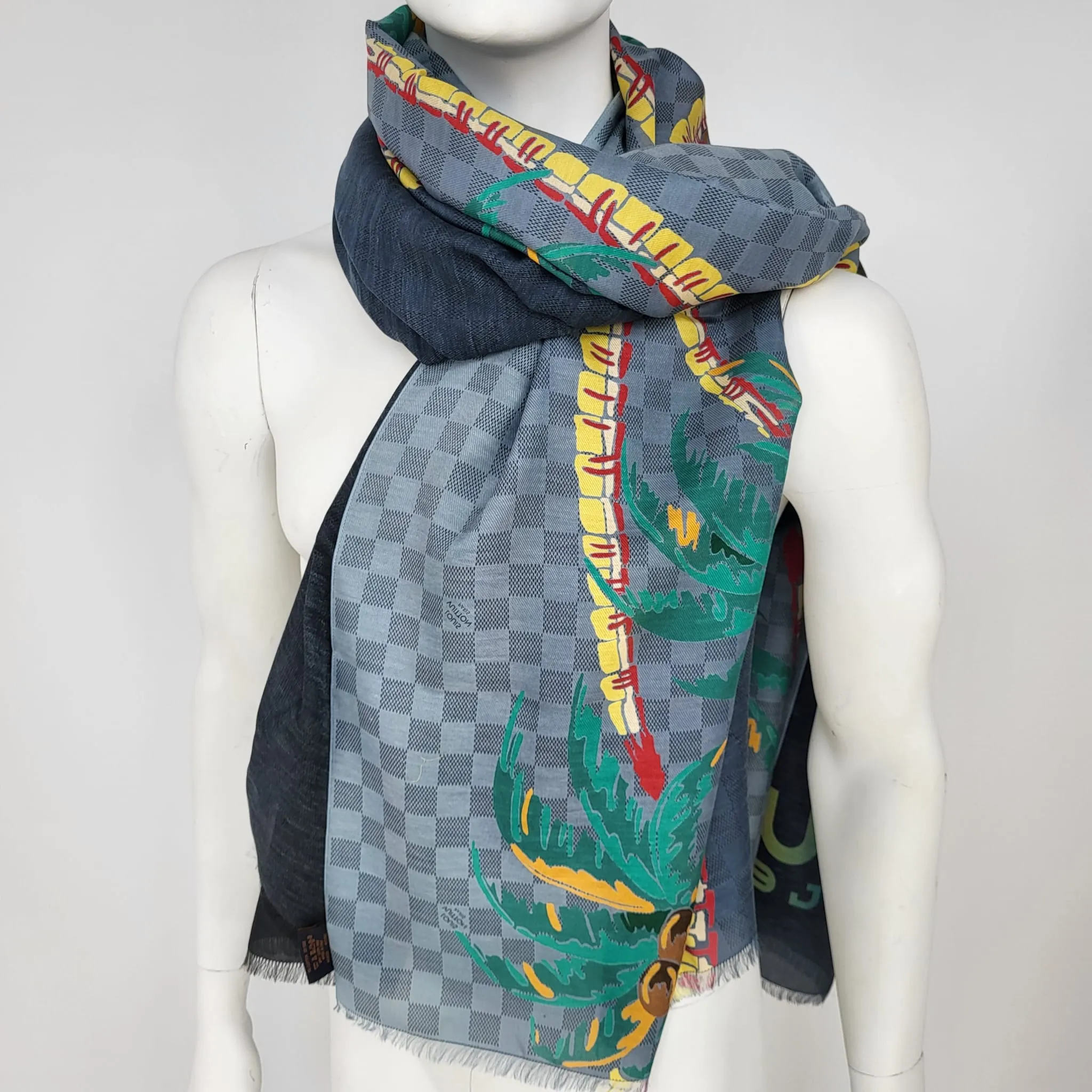 Damier Cobalt Jungle Shawl Scarf