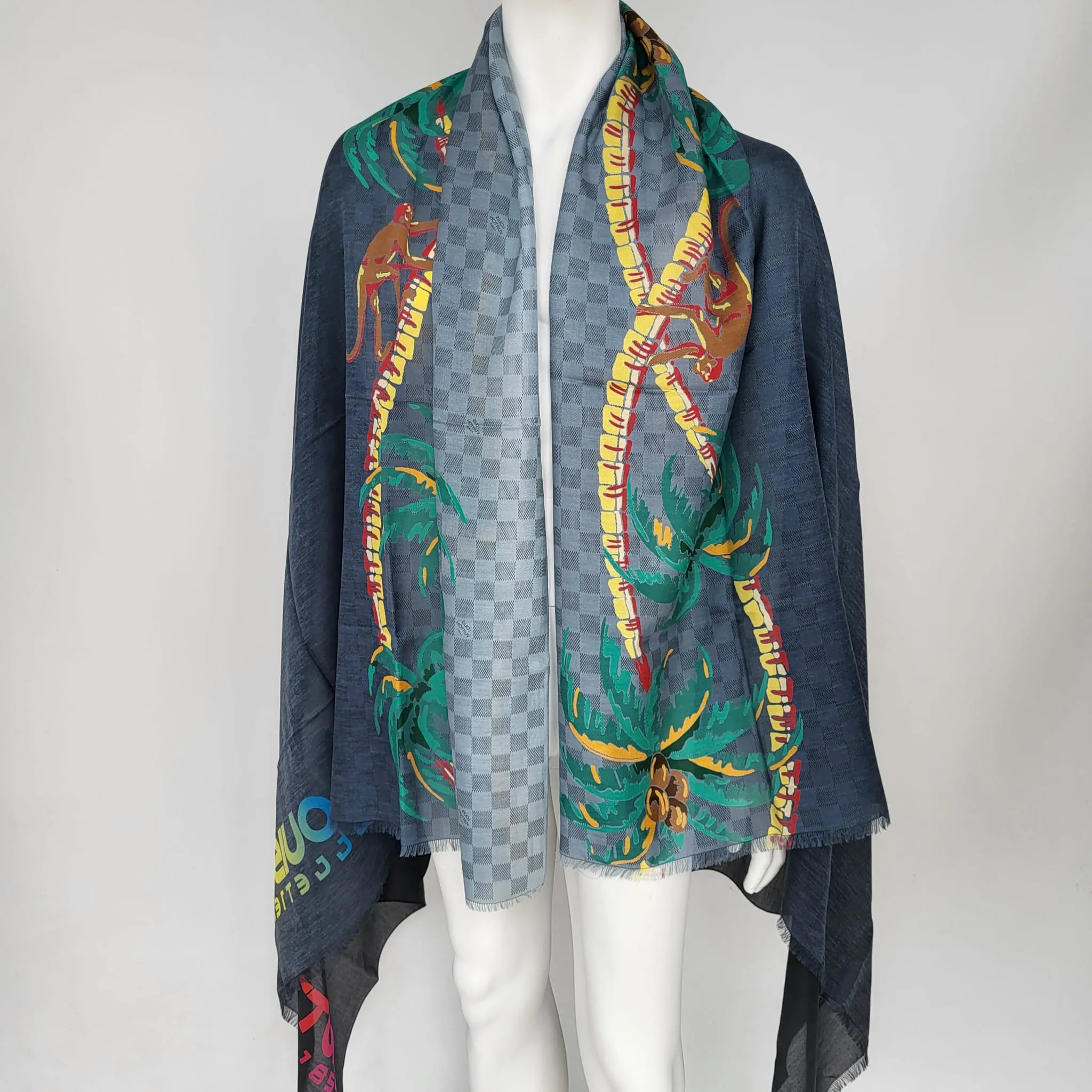 Damier Cobalt Jungle Shawl Scarf