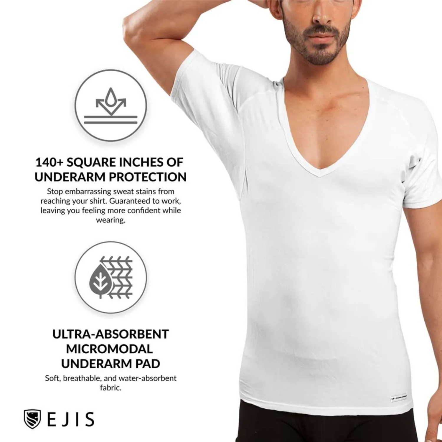 Deep V Micro Modal Sweat Proof Undershirt For Men - Grey 6-Pack