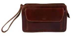 Delamore Brown Leather Wrist Clutch Bag