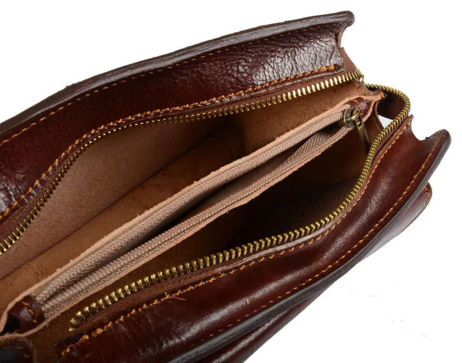 Delamore Brown Leather Wrist Clutch Bag