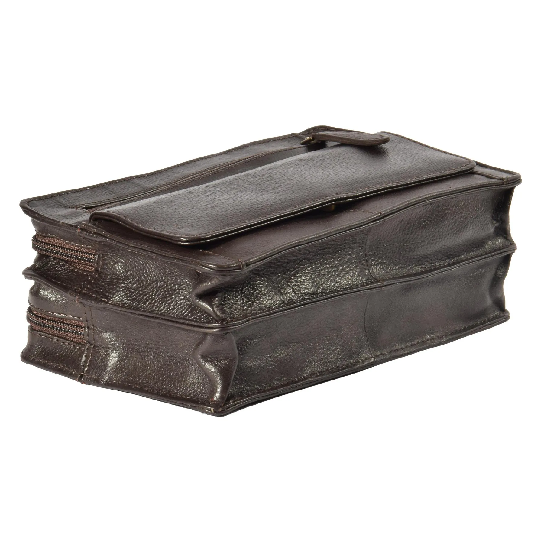 DR318 Real Leather Wrist Bag Clutch Travel Brown