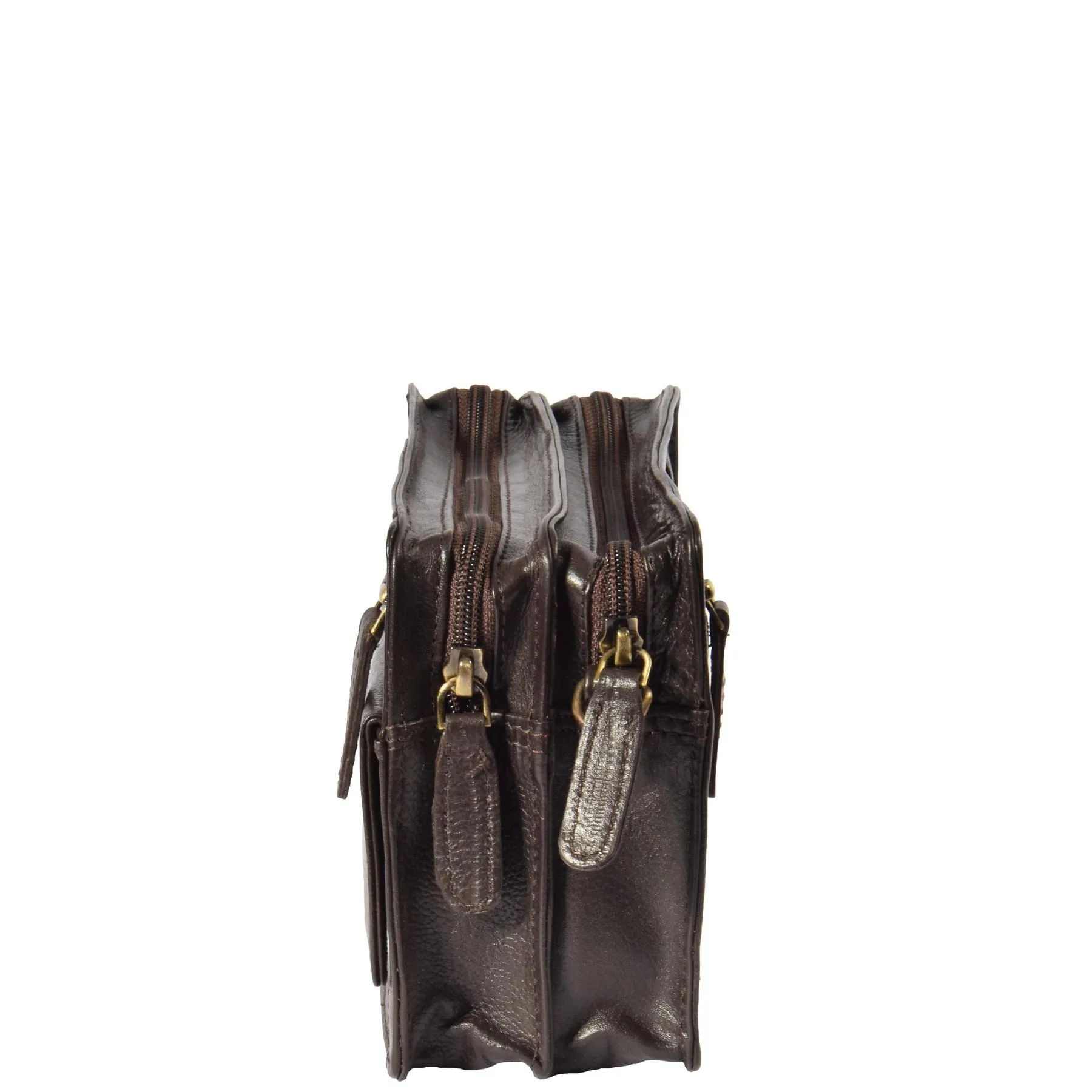 DR318 Real Leather Wrist Bag Clutch Travel Brown
