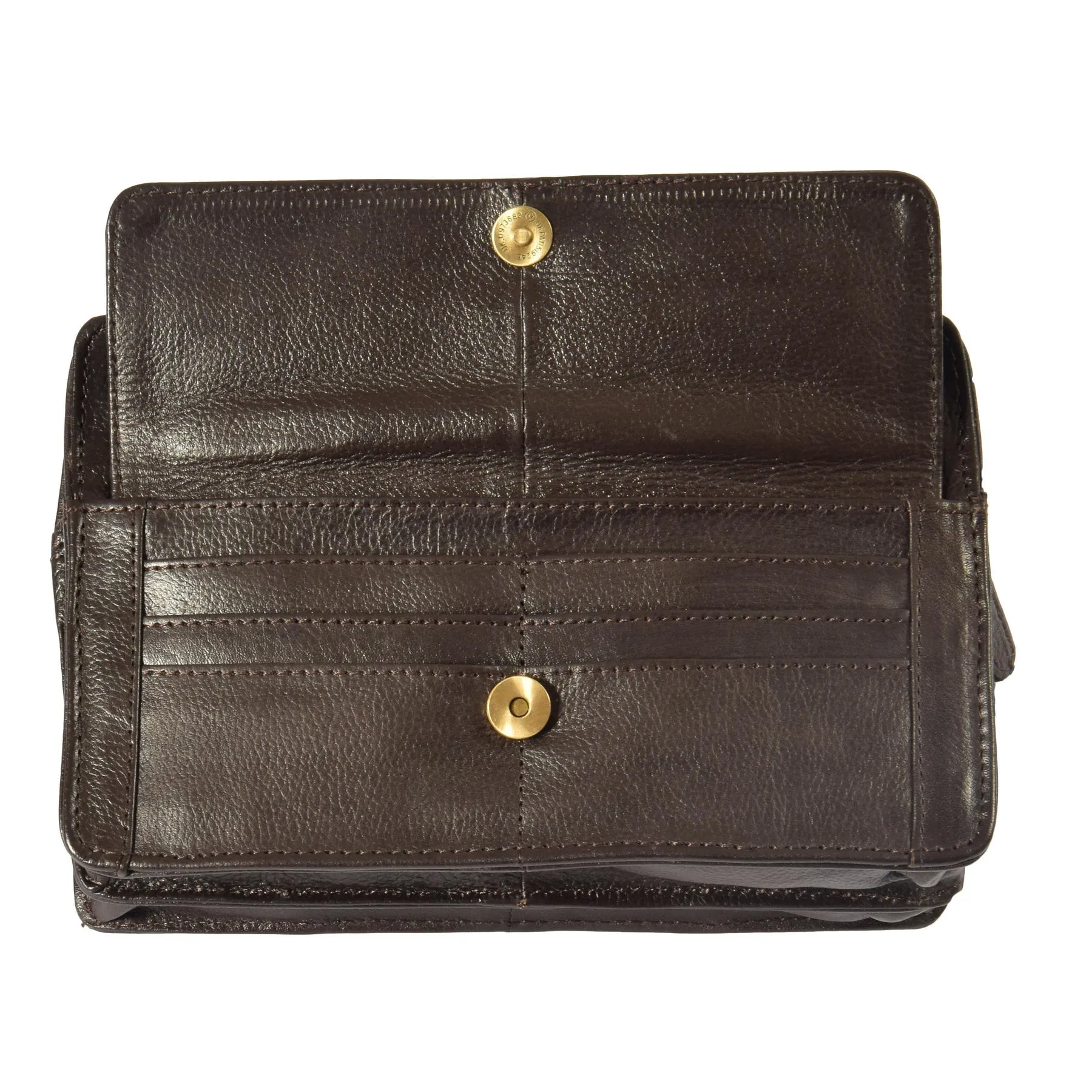 DR318 Real Leather Wrist Bag Clutch Travel Brown