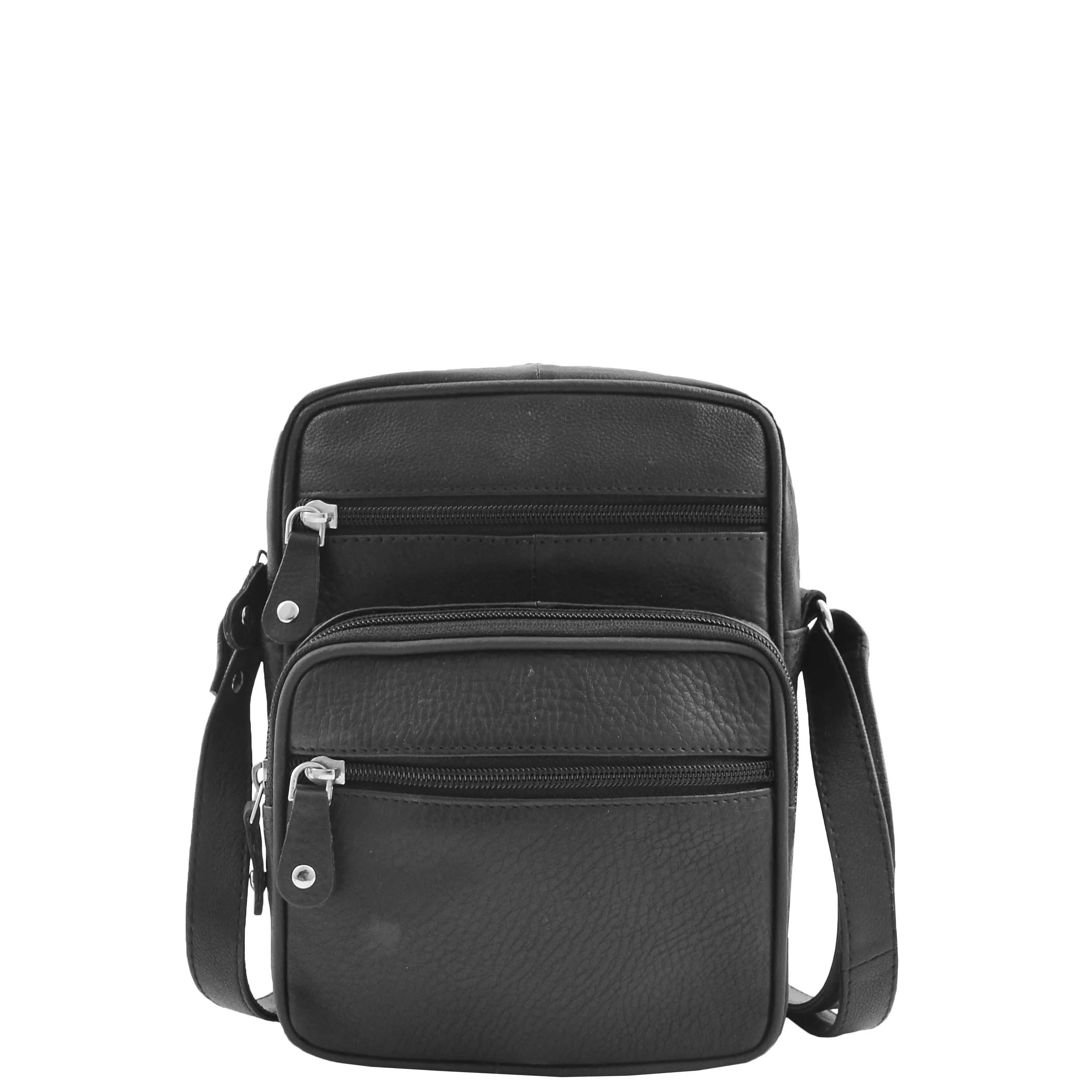 DR332 Men’s Real Leather Cross Body Pouch Organiser Flight Bag Black