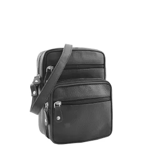 DR332 Men’s Real Leather Cross Body Pouch Organiser Flight Bag Black