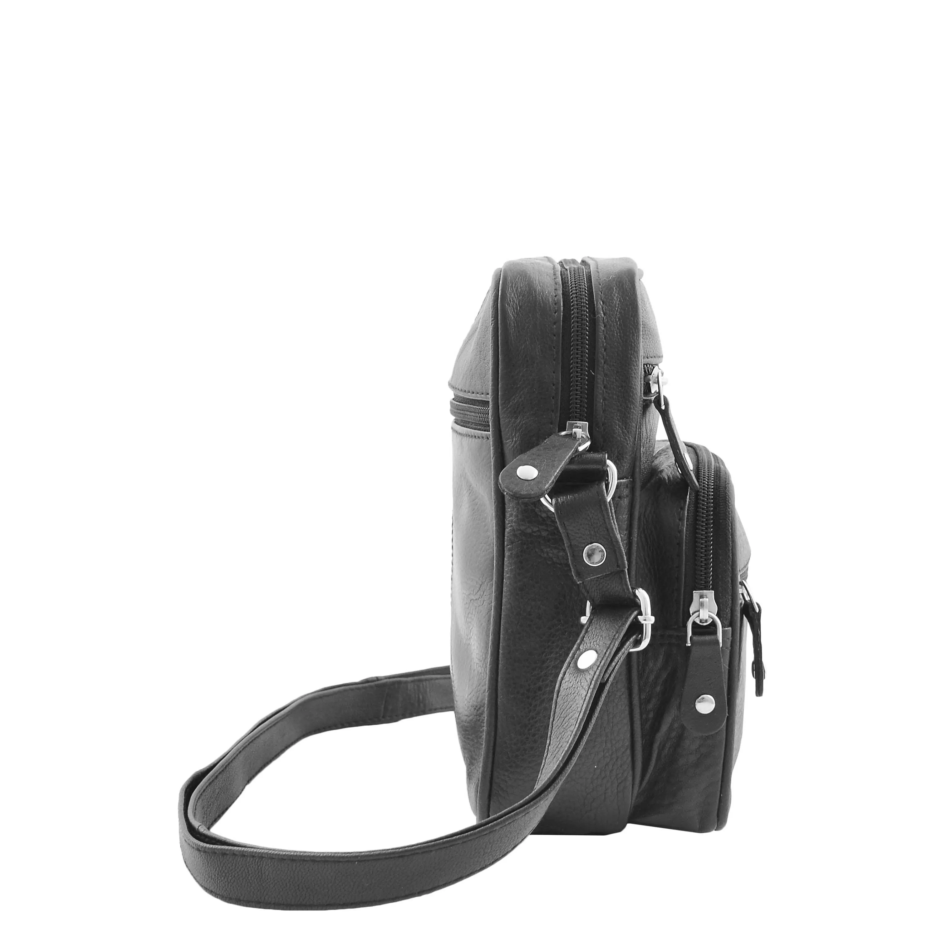 DR332 Men’s Real Leather Cross Body Pouch Organiser Flight Bag Black