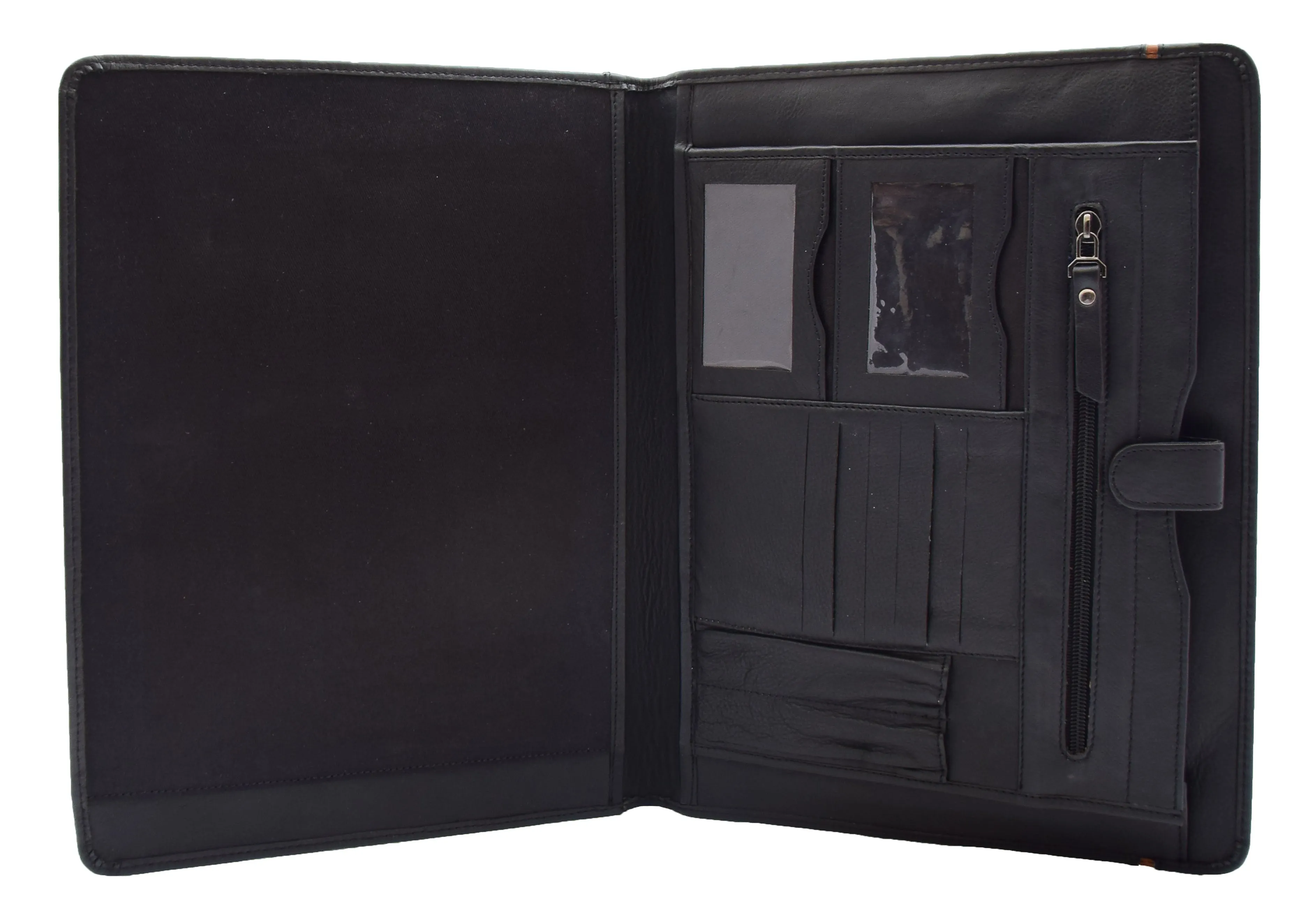 DR354 Real Leather Note Pad Portfolio Case Black