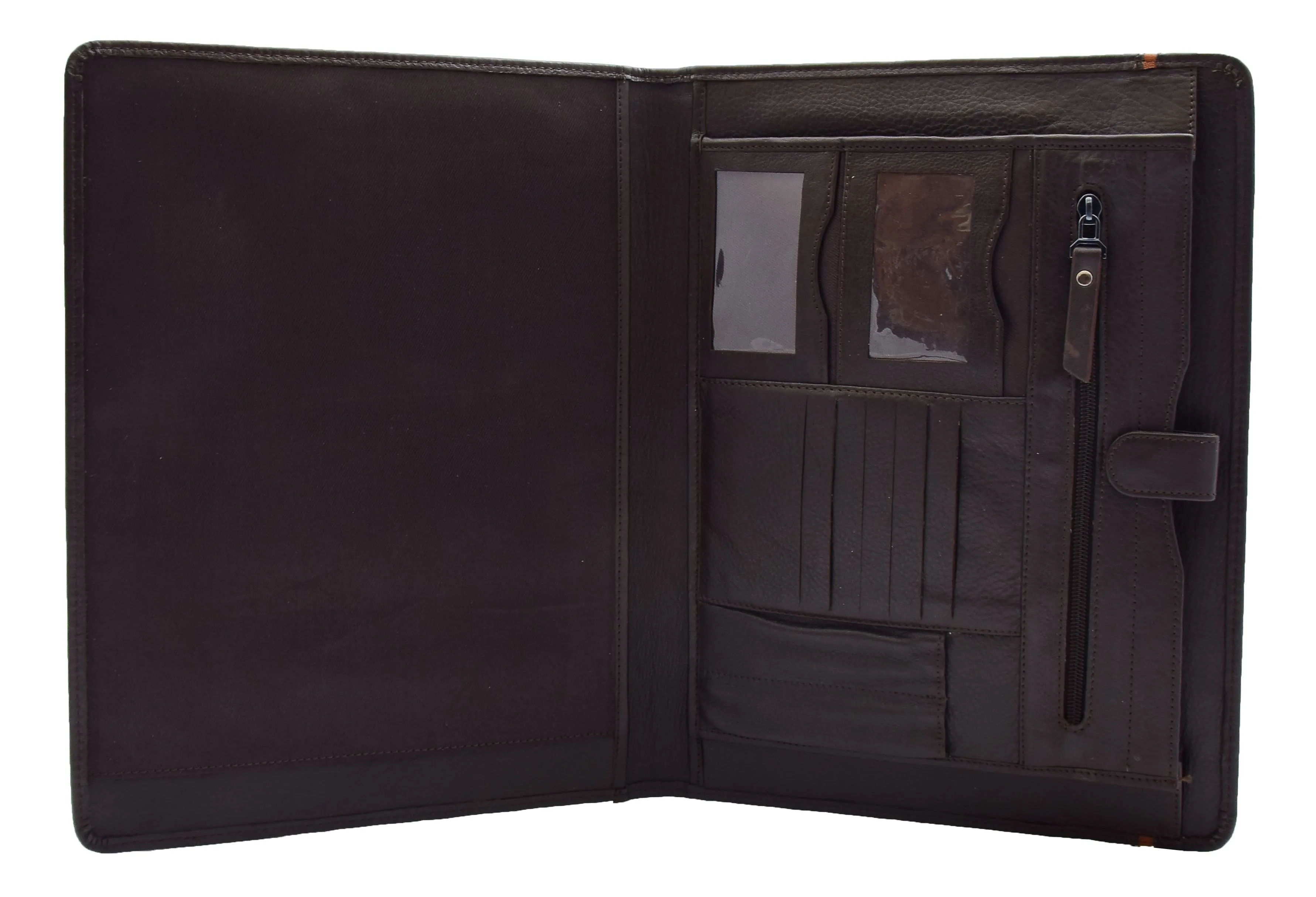 DR354 Real Leather Note Pad Portfolio Case Brown