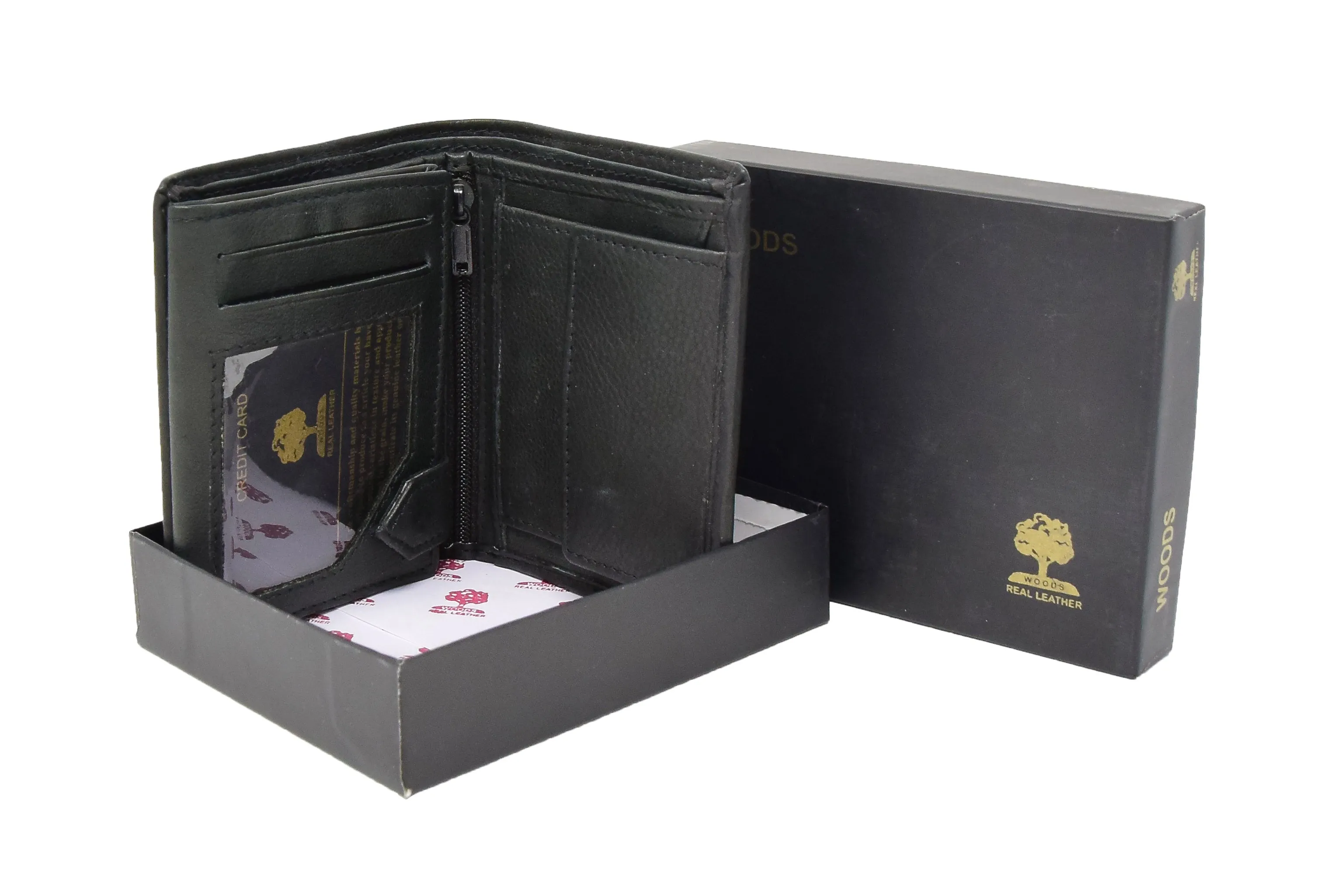 DR406 Men's Small Bifold Leather Wallet  Black