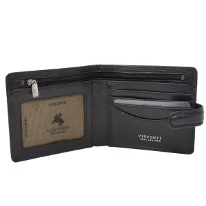 DR438 Men's RFID Slim Fold Leather Wallet Black