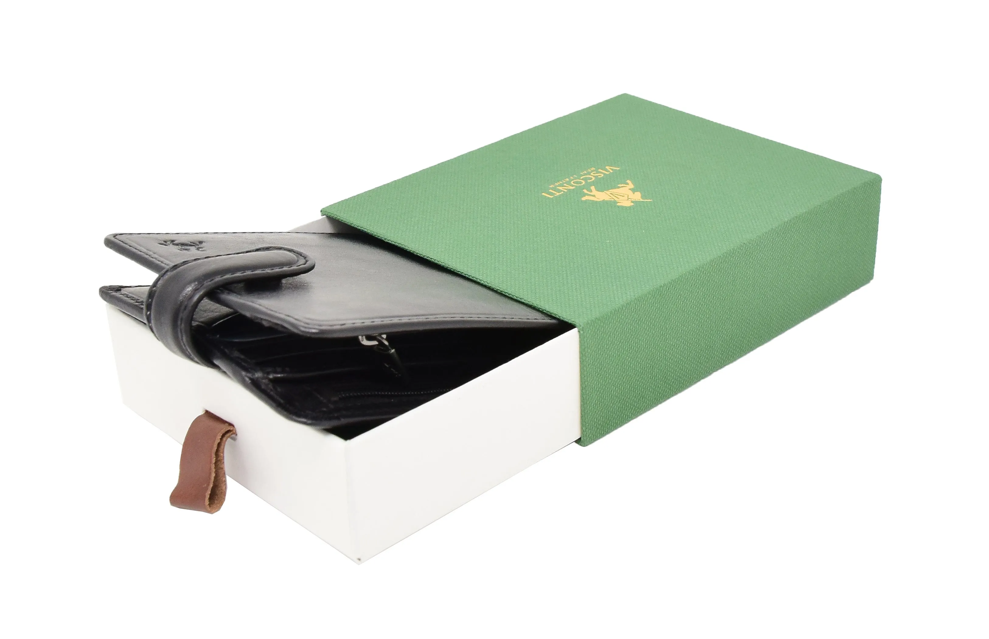 DR438 Men's RFID Slim Fold Leather Wallet Black
