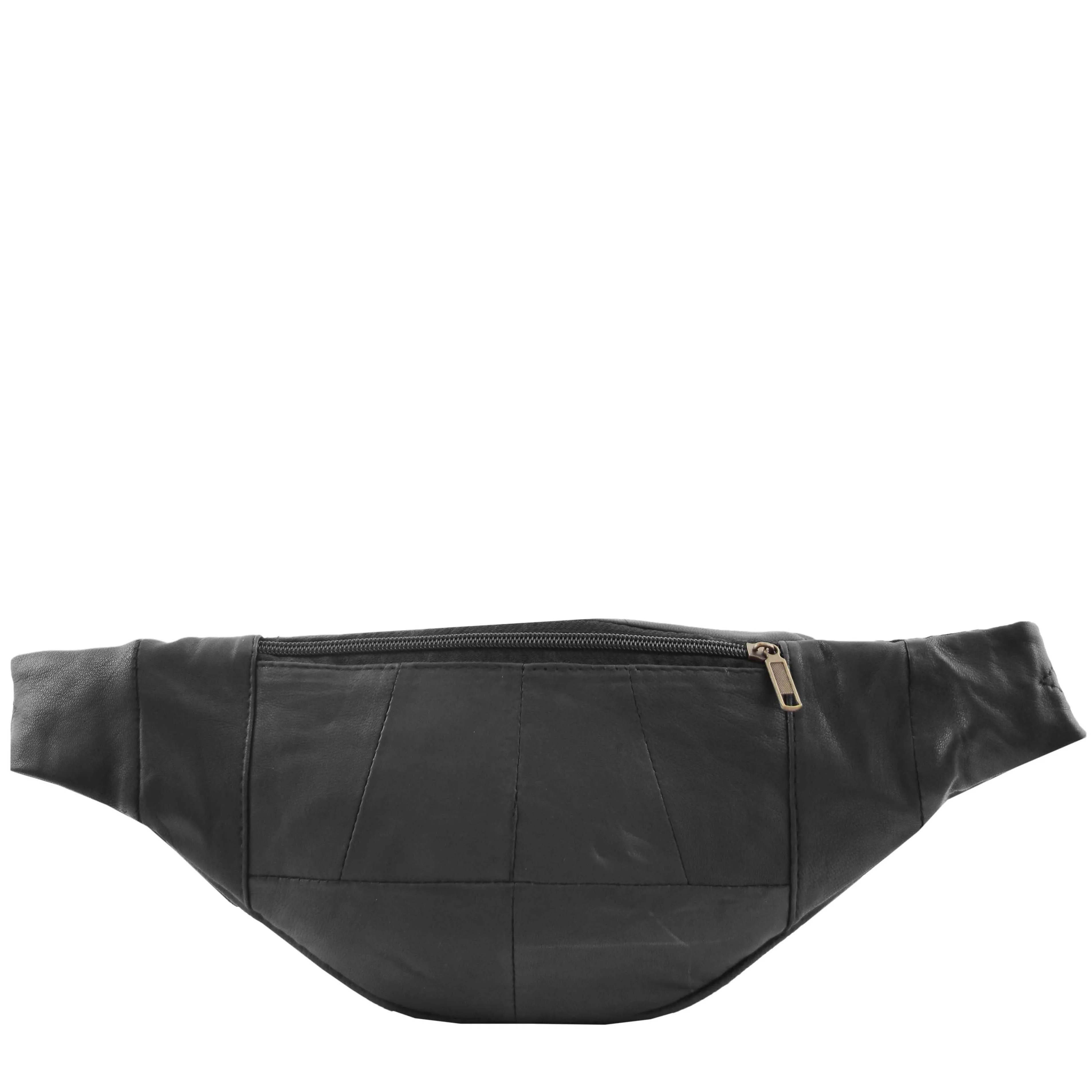 DR619 Genuine Leather Waist Bum Travel Bag Black