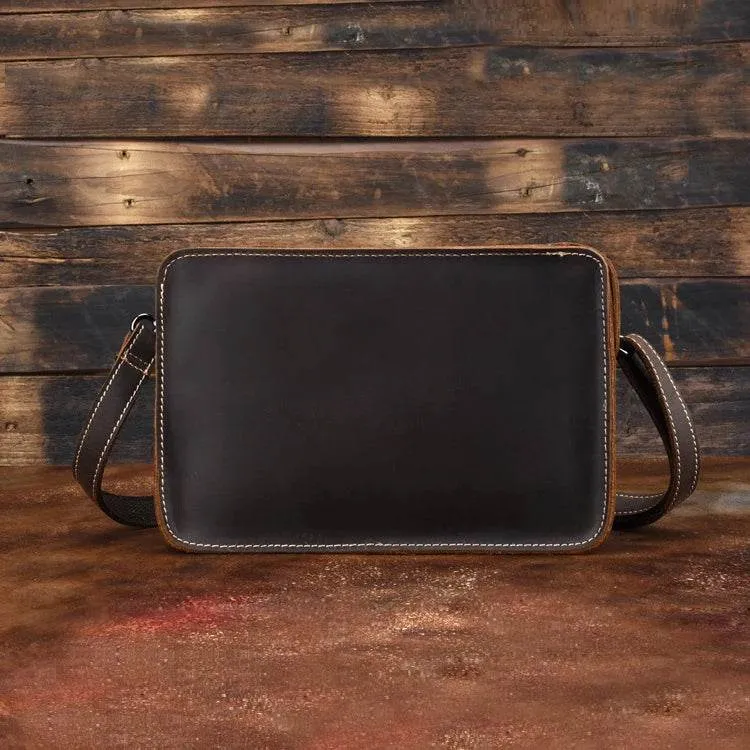 Fashion Men's Genuine Leather File Document Bags with Wrist Sling