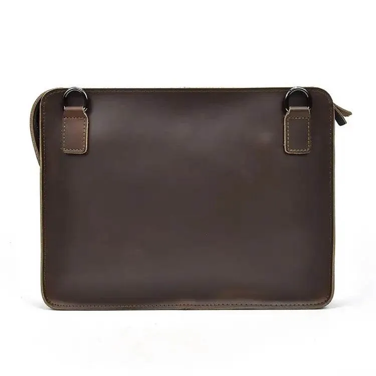 Fashion Men's Genuine Leather File Document Bags with Wrist Sling