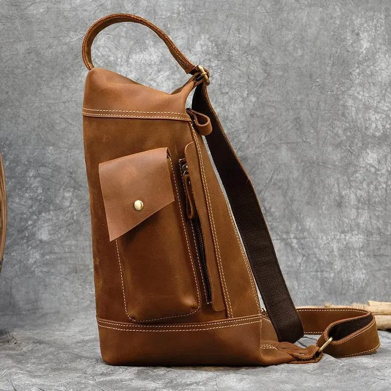 Featured Men's Genuine Leather Backpack Crazy Horse Daypack Bag