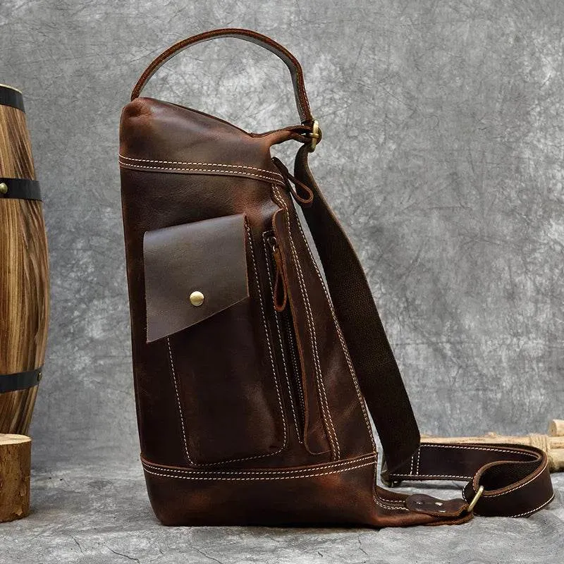 Featured Men's Genuine Leather Backpack Crazy Horse Daypack Bag