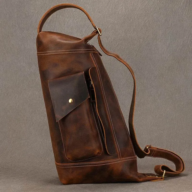 Featured Men's Genuine Leather Backpack Crazy Horse Daypack Bag