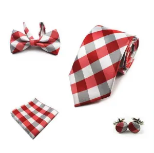Four (4) Piece-Necktie, Handkerchief, Bow-tie, Cuff-links Set