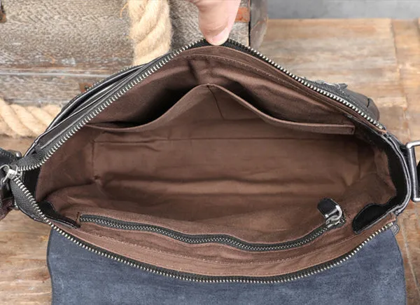 Full Grain Leather Messenger Bag Mens Leather Shoulder Bag Vintage Handmade Crossbody Bag Satchel