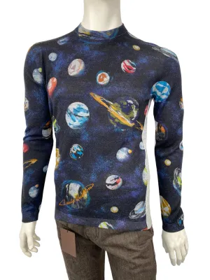 Garment Front Printed Planets Crewneck
