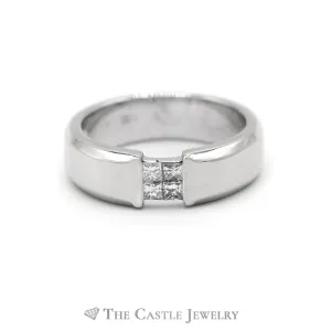 Gent's .25CTTW Princess Cut Diamond Band in 18KT White Gold