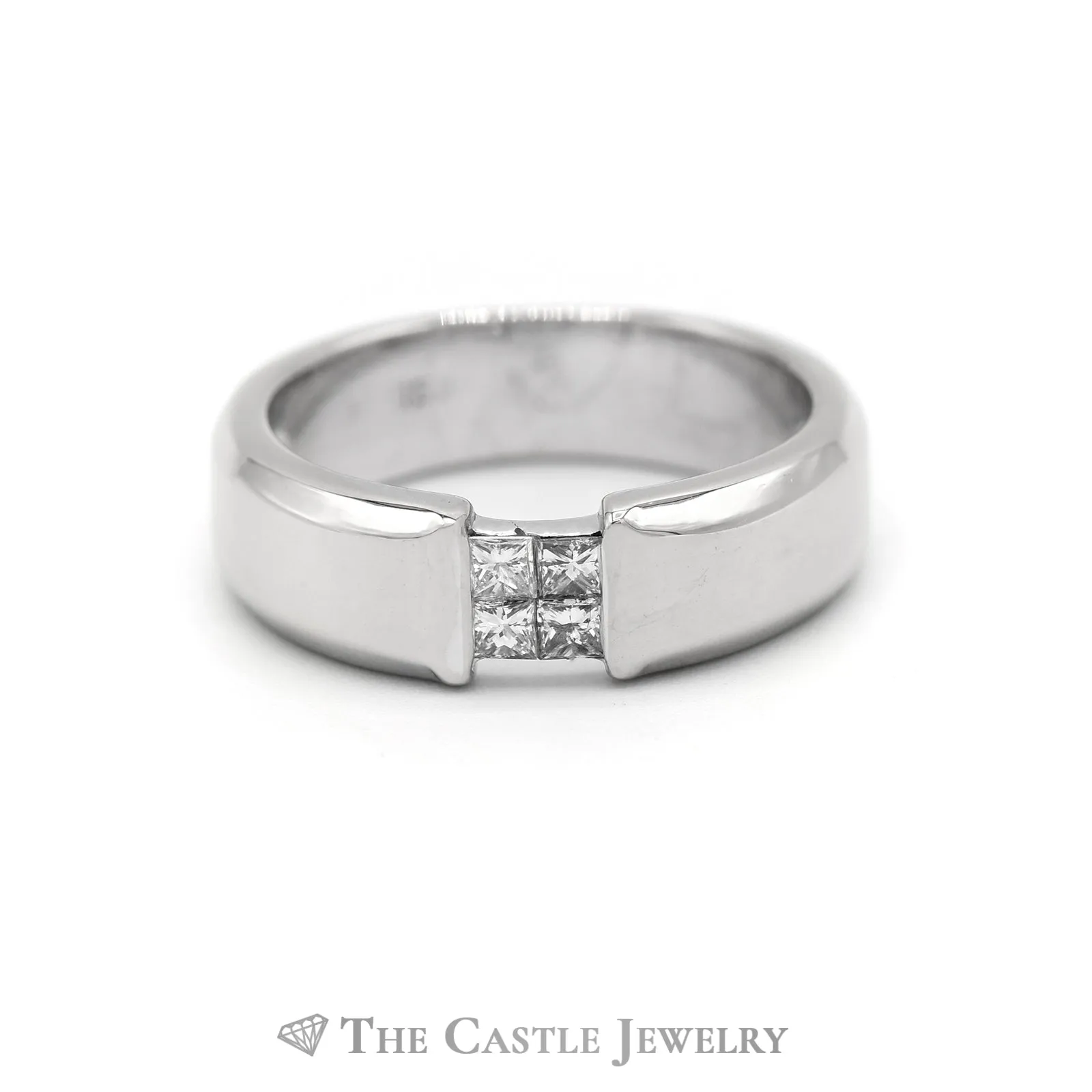 Gent's .25CTTW Princess Cut Diamond Band in 18KT White Gold