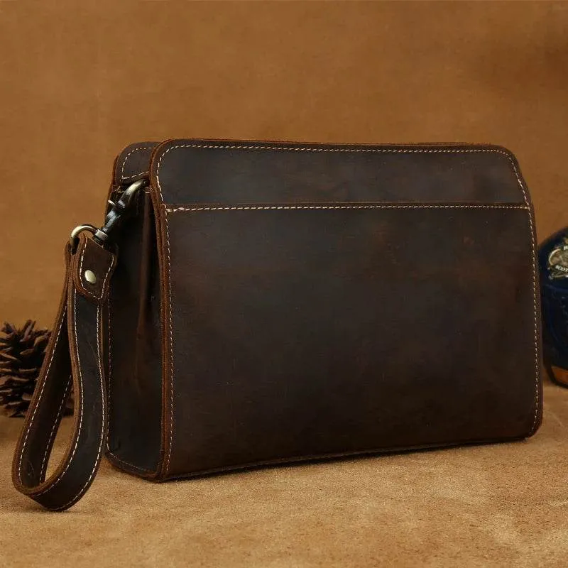 Genuine Leather Hand Clutch with Wrist Band | Men's iPad & iPhone Organizer