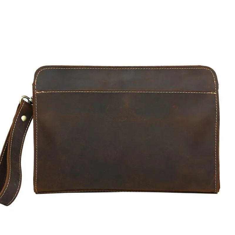 Genuine Leather Hand Clutch with Wrist Band | Men's iPad & iPhone Organizer