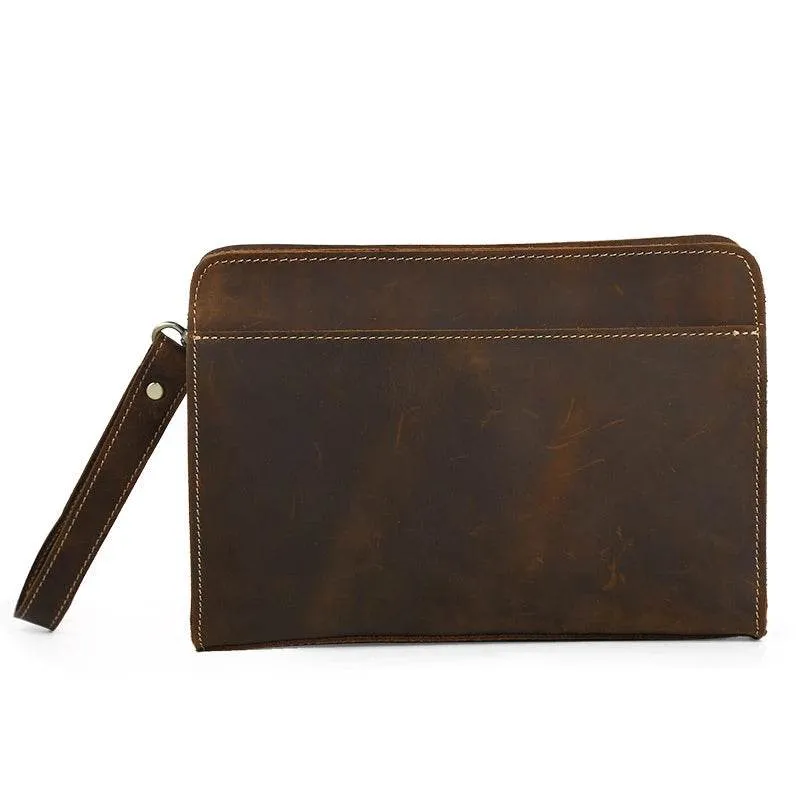 Genuine Leather Hand Clutch with Wrist Band | Men's iPad & iPhone Organizer