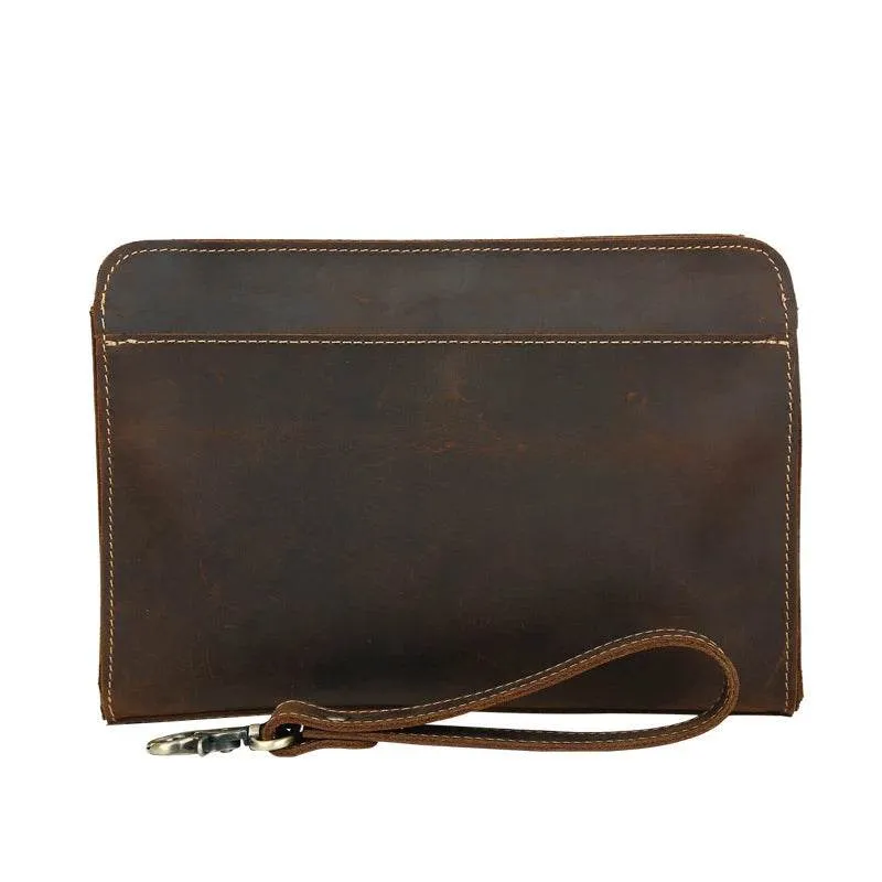 Genuine Leather Hand Clutch with Wrist Band | Men's iPad & iPhone Organizer
