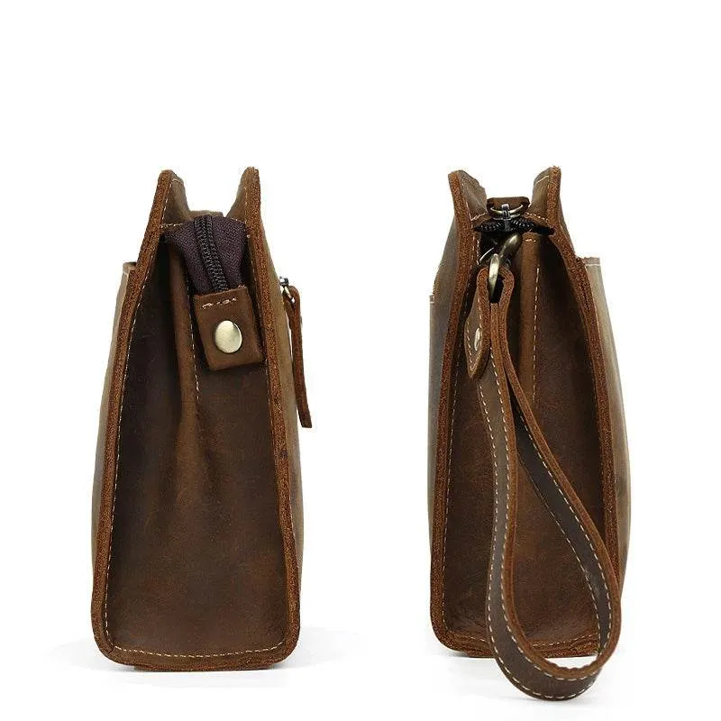 Genuine Leather Hand Clutch with Wrist Band | Men's iPad & iPhone Organizer