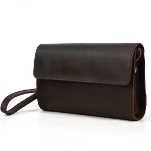 Genuine Leather Hand Clutch with Wrist Band | Men's iPad & iPhone Organizer