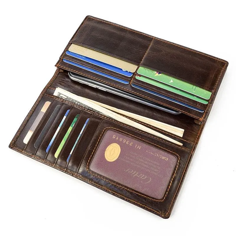 Genuine Leather Long Wallet 3D Dragon Embossed