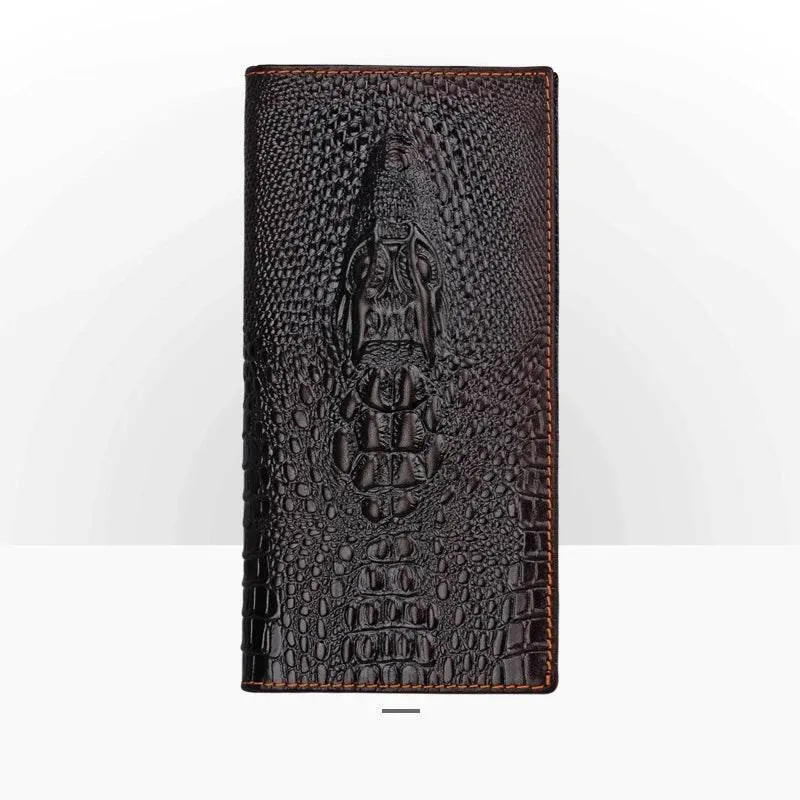 Genuine Leather Long Wallet 3D Dragon Embossed