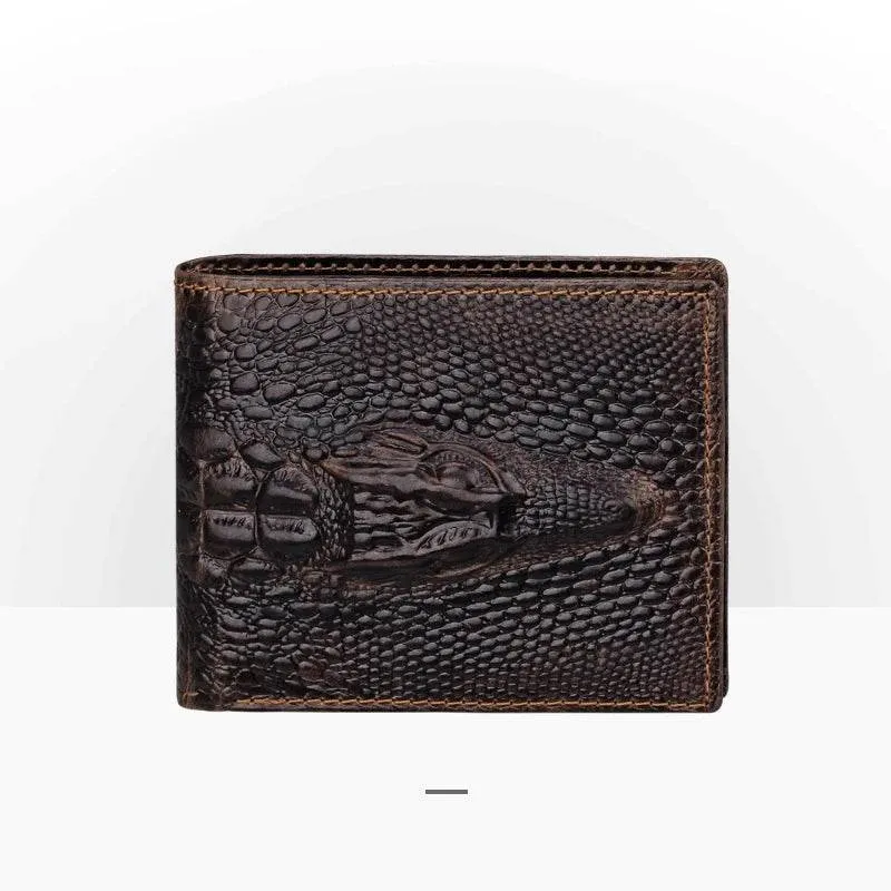 Genuine Leather Long Wallet 3D Dragon Embossed