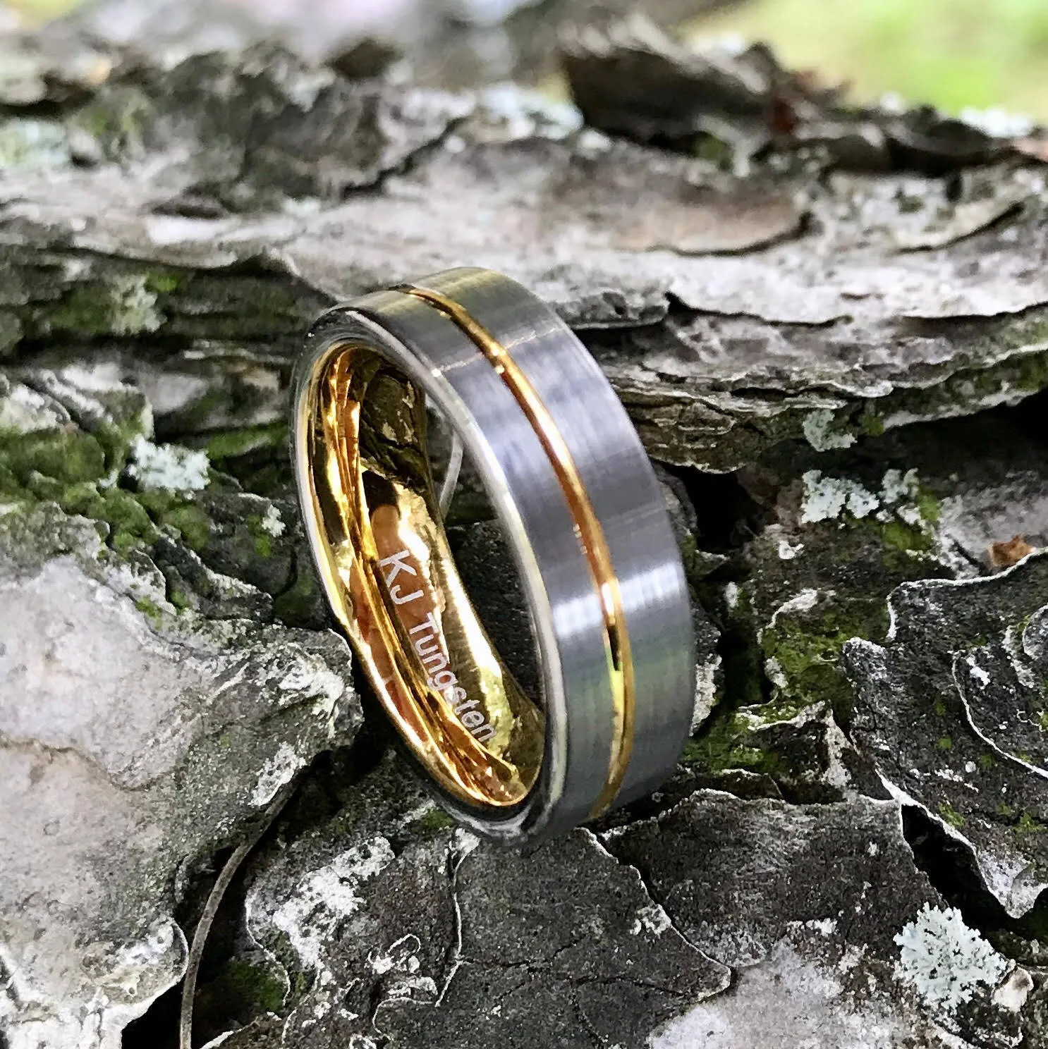 Gold Plated Ring for Him and Her | Tungsten Wedding Band for Unisex | 5mm