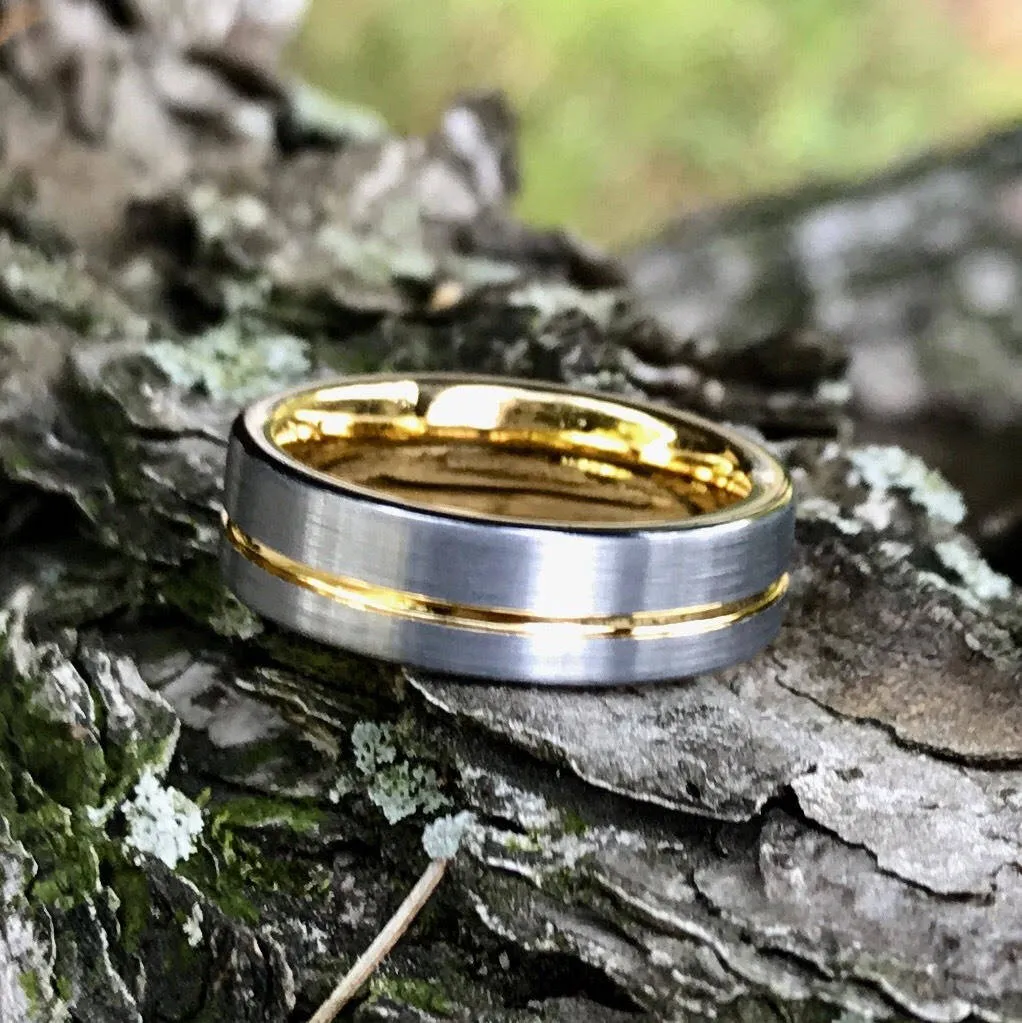 Gold Plated Ring for Him and Her | Tungsten Wedding Band for Unisex | 5mm