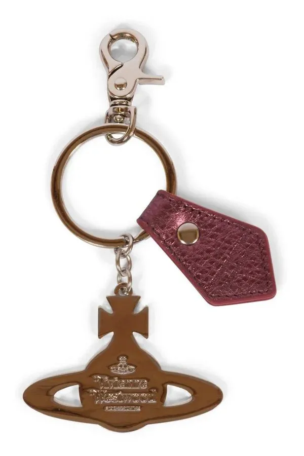 Grain Leather Hammered Silver Orb Keyring