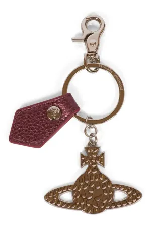 Grain Leather Hammered Silver Orb Keyring