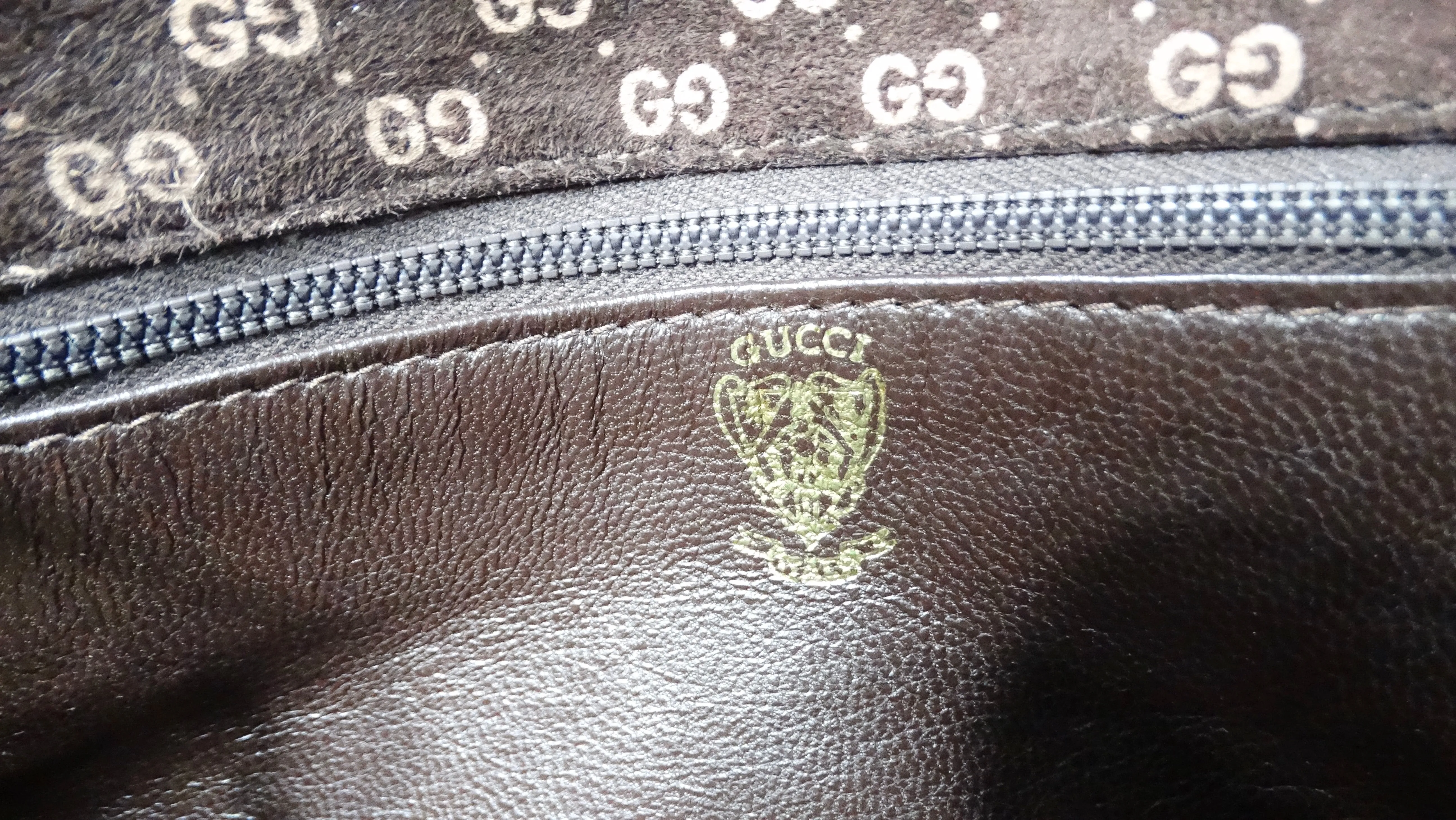 Gucci 1970s Brown Suede OG Monogram Blondie Gold-Tone Logo Mini Crossbody Bag