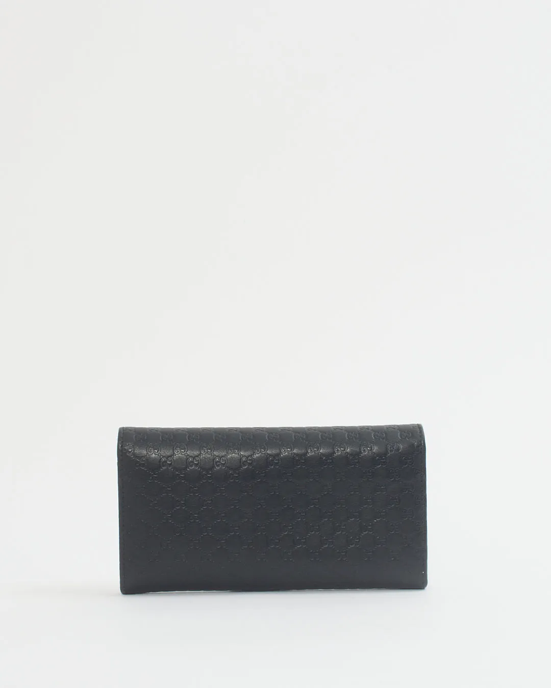 Gucci Black GG Print Leather Flap Continental Wallet